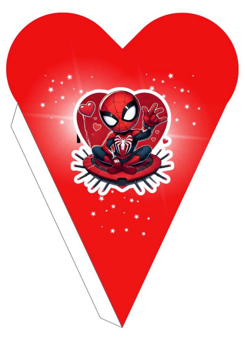Plantilla de cono corazón rojo de superhéroe arácnido enamorado