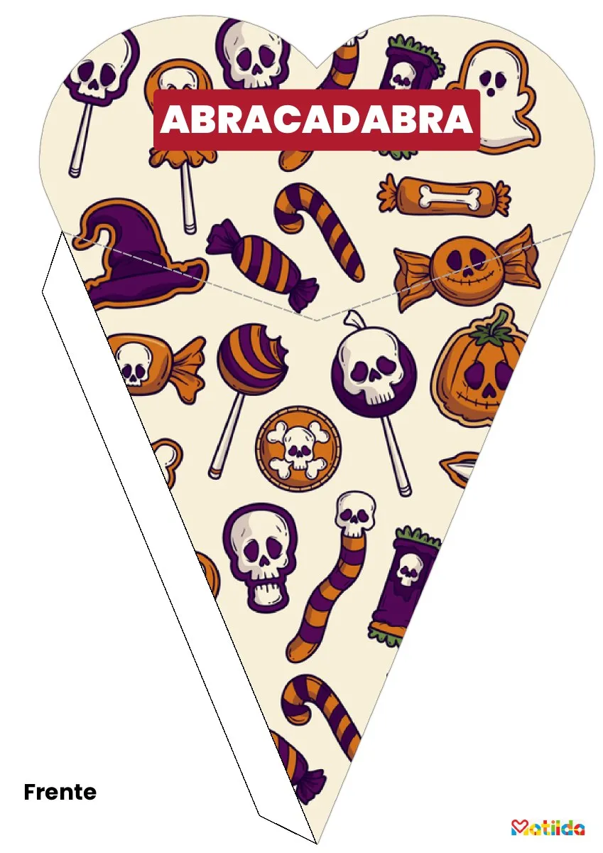 Cono de Halloween con dulces y personajes mágicos