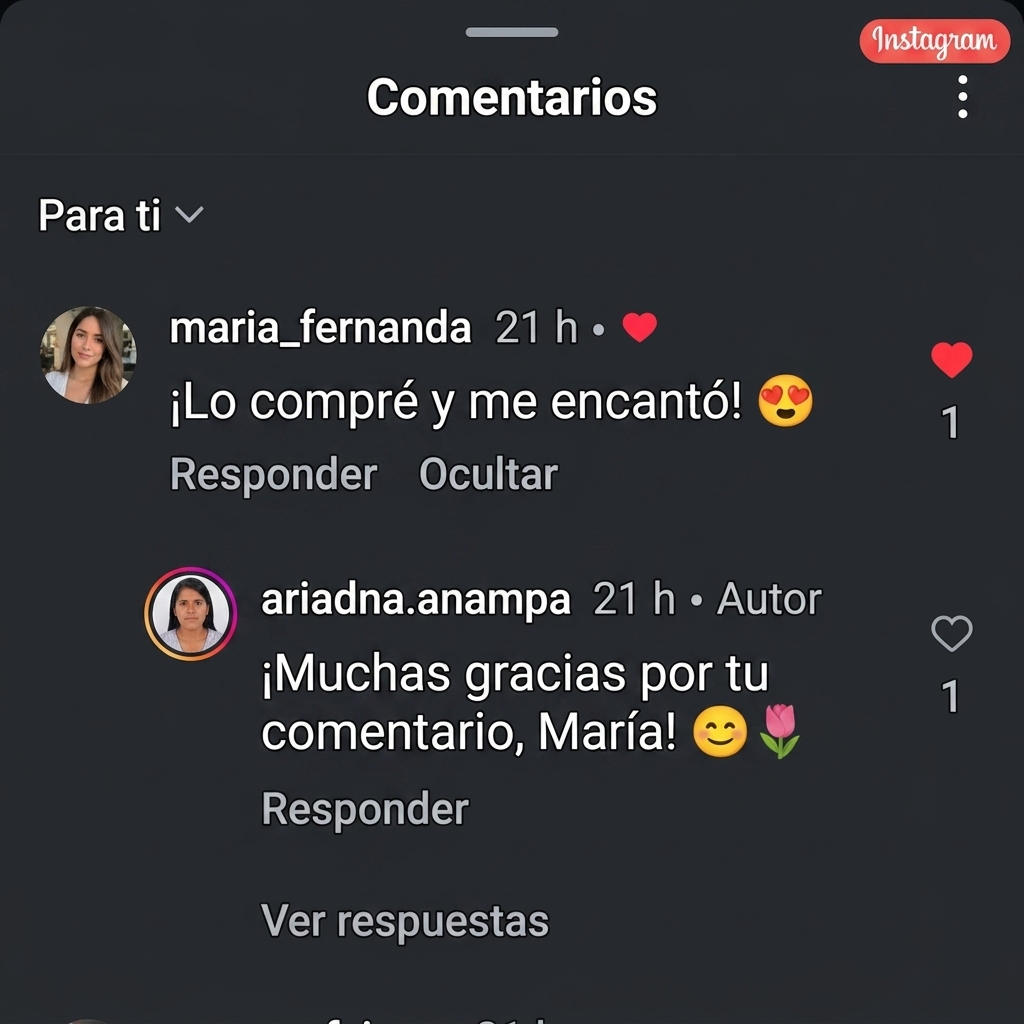 Comentario en Instagram de una compradora