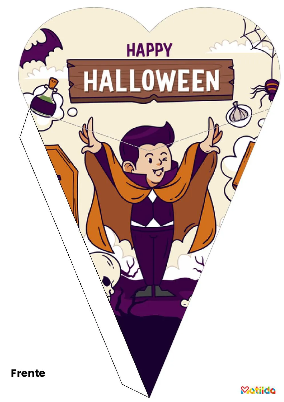 Diseño de cono de Halloween imprimible para fiesta infantil
