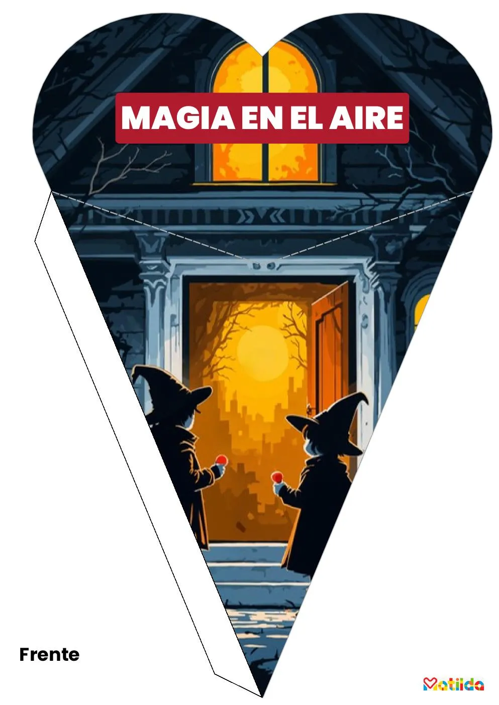 Diseño de cono de Halloween imprimible con luna y estrellas