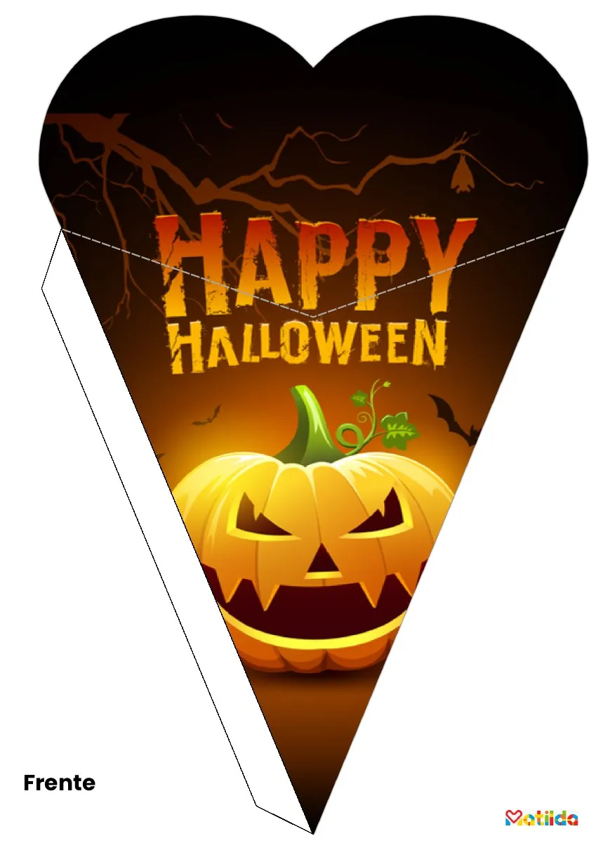 Cono de Halloween con calabazas iluminadas