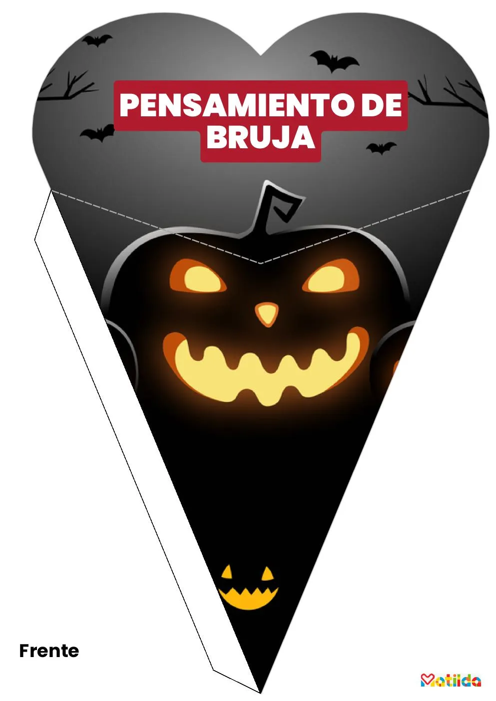 Diseño de cono de Halloween imprimible con murciélagos