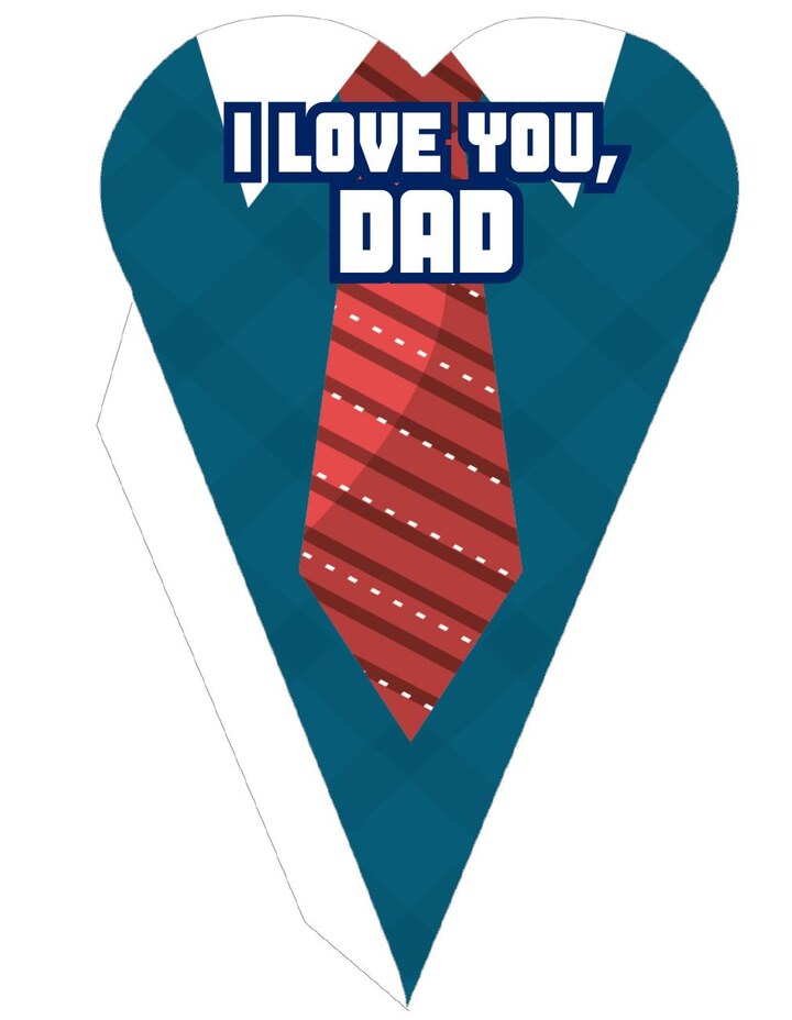Plantilla de cono corazón traje azul con corbata para papá