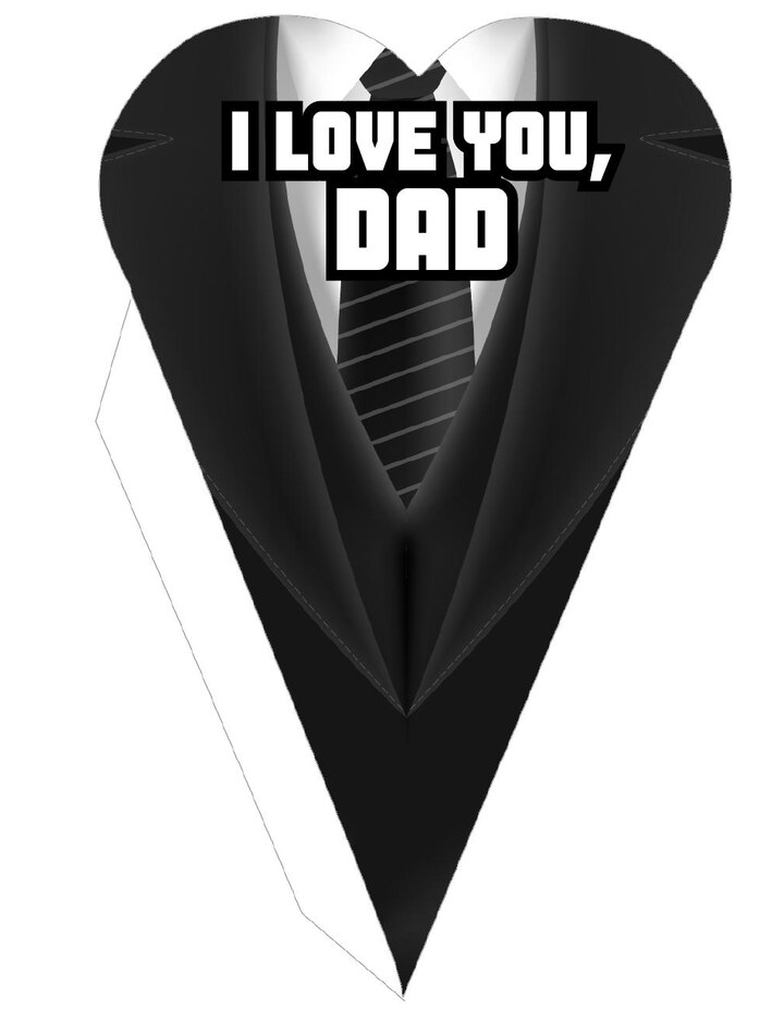 Plantilla de cono corazón esmoquin negro para papá