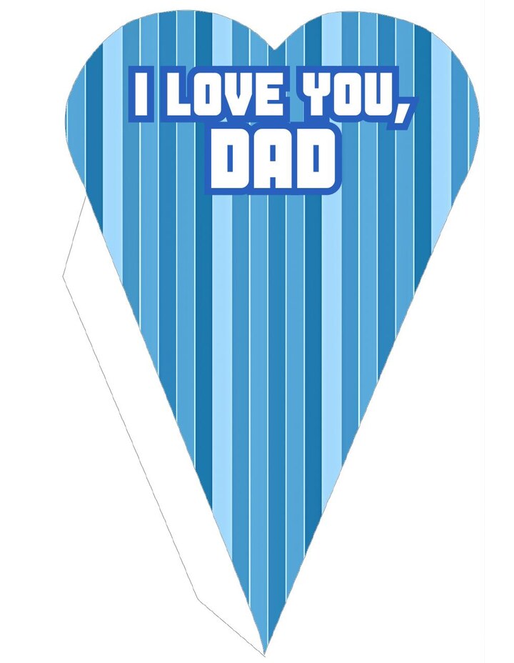 Plantilla de cono corazón de rayas azules para papá